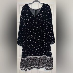 Ann Taylor Factory Floral Long Sleeve Flowy Dress Size 16 EUC